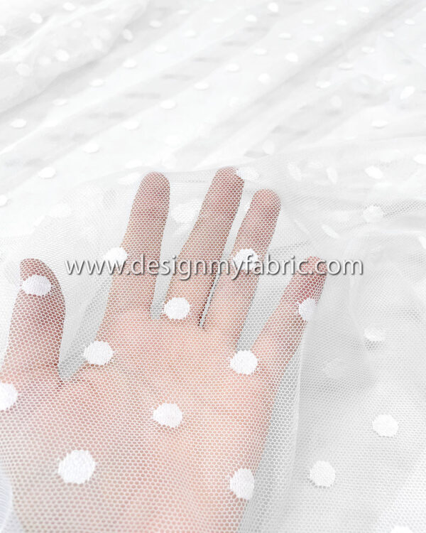 White polka dots lace fabric #20019 - Image 3