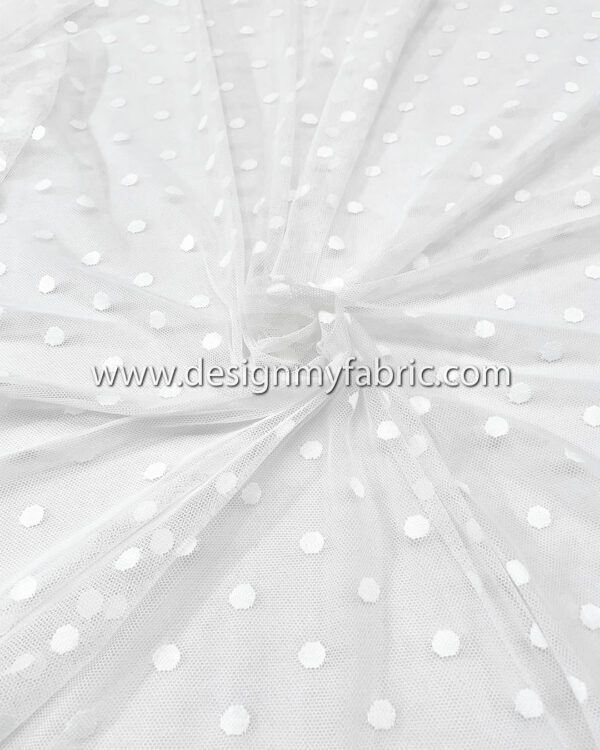 White polka dots lace fabric #20019 - Image 9