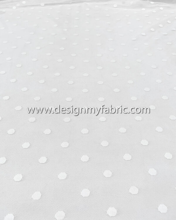 White polka dots lace fabric #20019 - Image 2