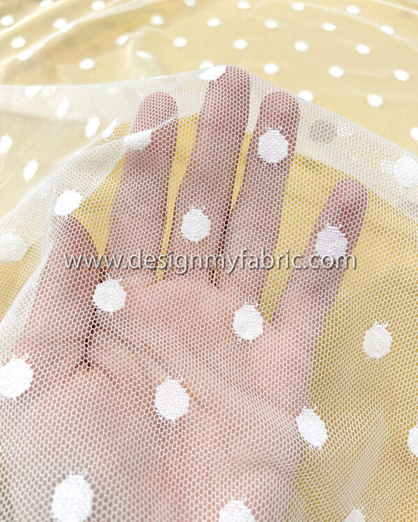 White polka dots lace fabric #20019 - Image 5