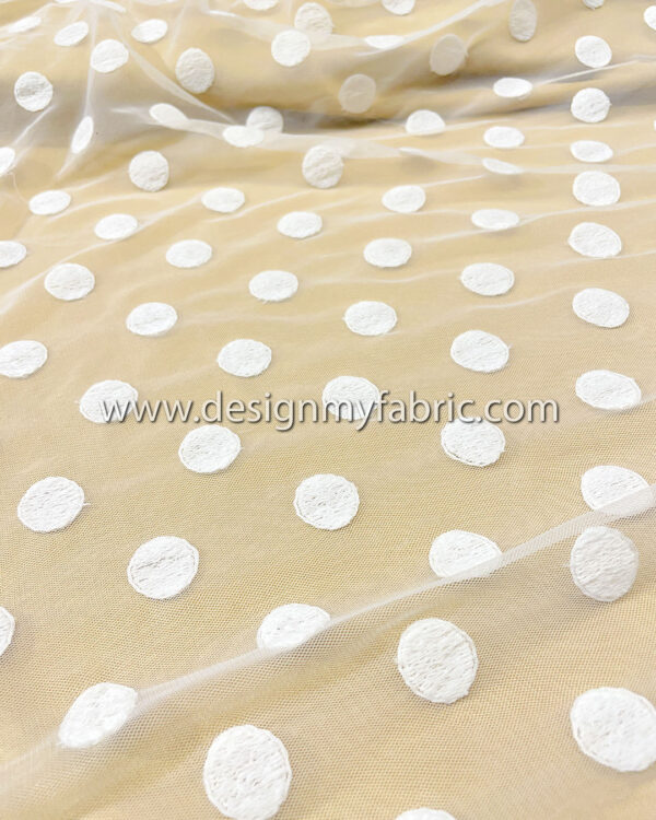 White polka dots lace fabric #82732 - Image 4