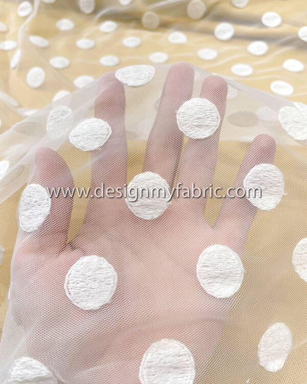 White polka dots lace fabric #82732 - Image 5