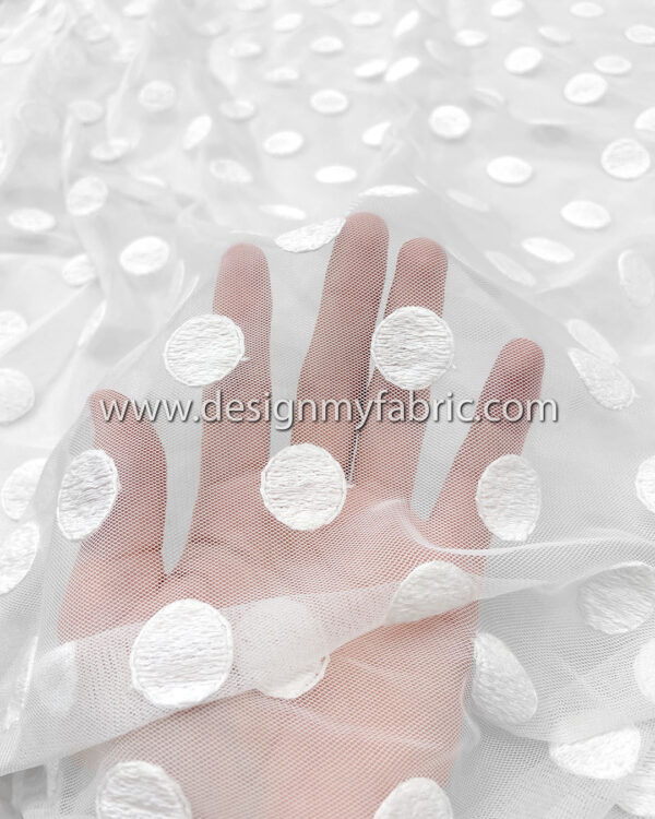 White polka dots lace fabric #82732 - Image 3