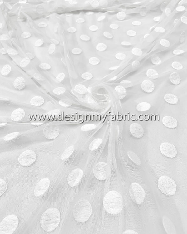 White polka dots lace fabric #82732 - Image 7