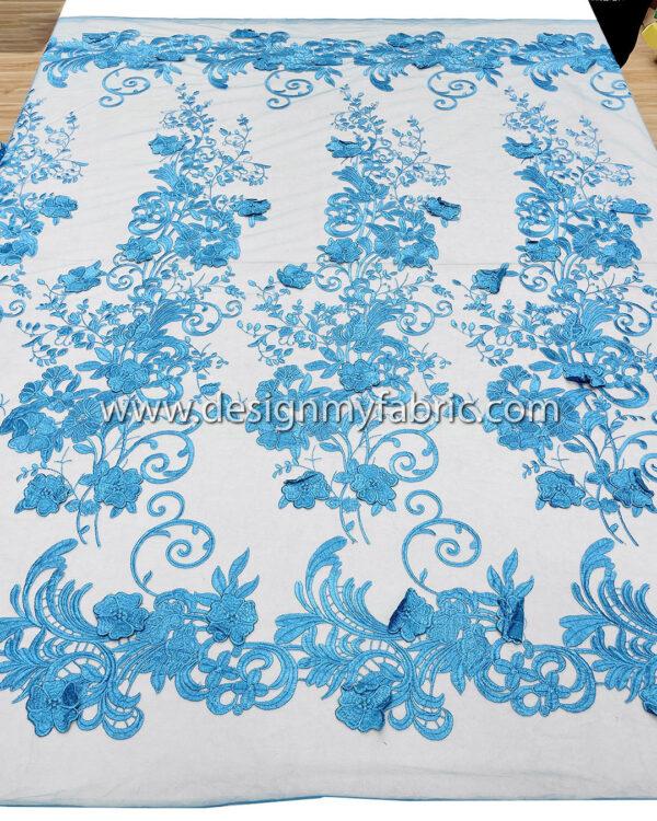 3d flower blue net fabric #10024 - Image 11