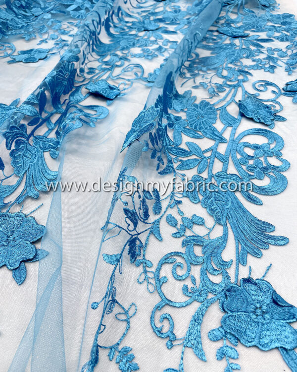 3d flower blue net fabric #10024 - Image 6