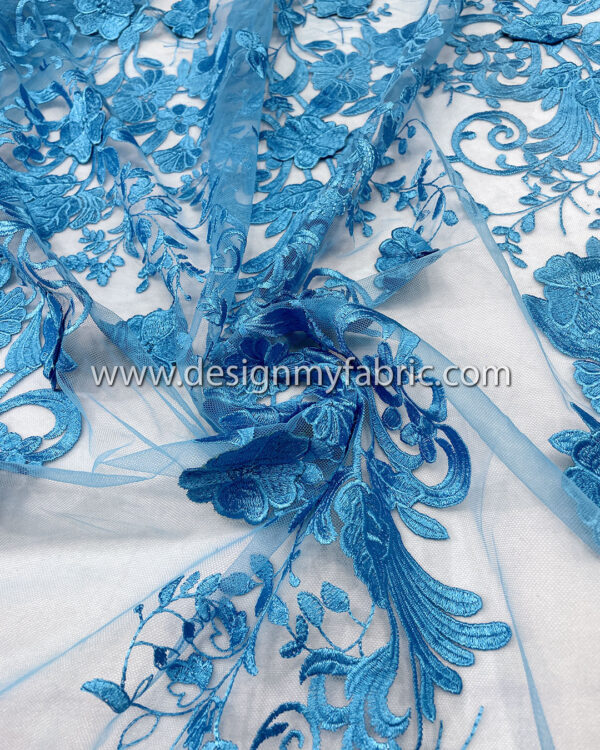 3d flower blue net fabric #10024 - Image 7