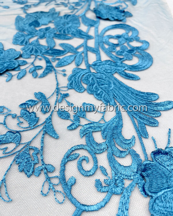 3d flower blue net fabric #10024 - Image 2