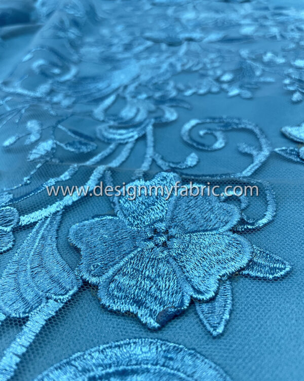 3d flower blue net fabric #10024 - Image 4