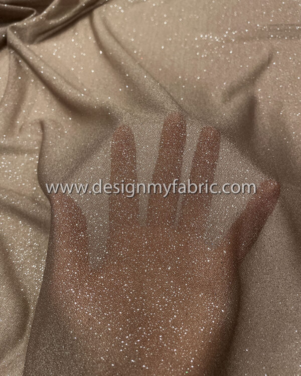 Light brown glitter chiffon fabric #50238 - Image 3