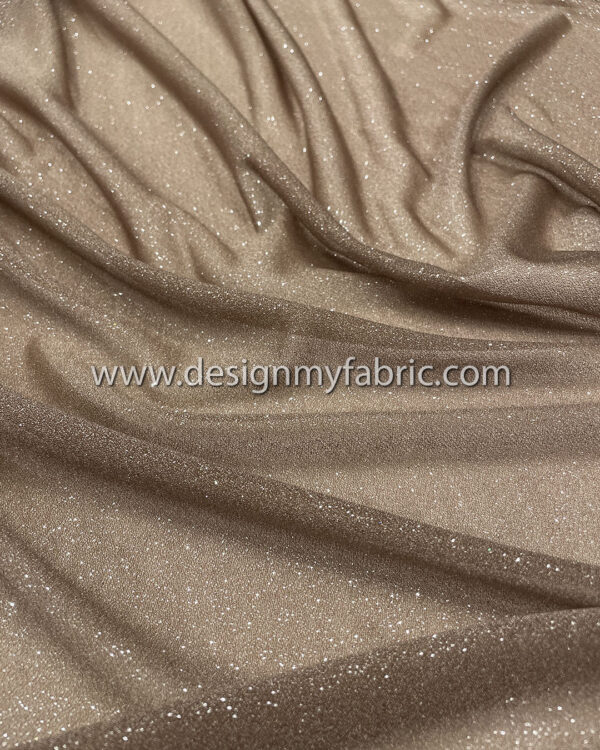 Light brown glitter chiffon fabric #50238 - Image 4