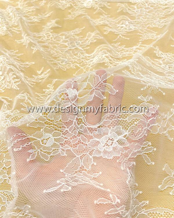 White french lace fabric #51084 - Image 6