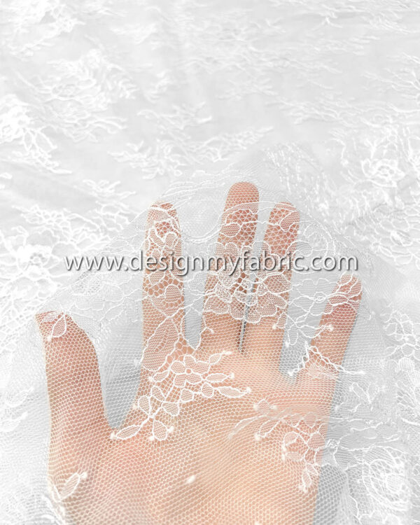 White french lace fabric #51084 - Image 3