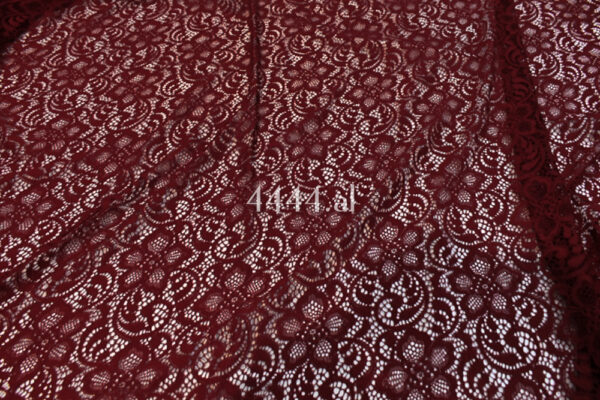 Brown Burgundy lace fabric #80651 - Image 6