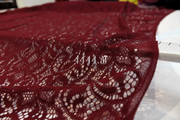 Brown Burgundy lace fabric #80651 - Image 4