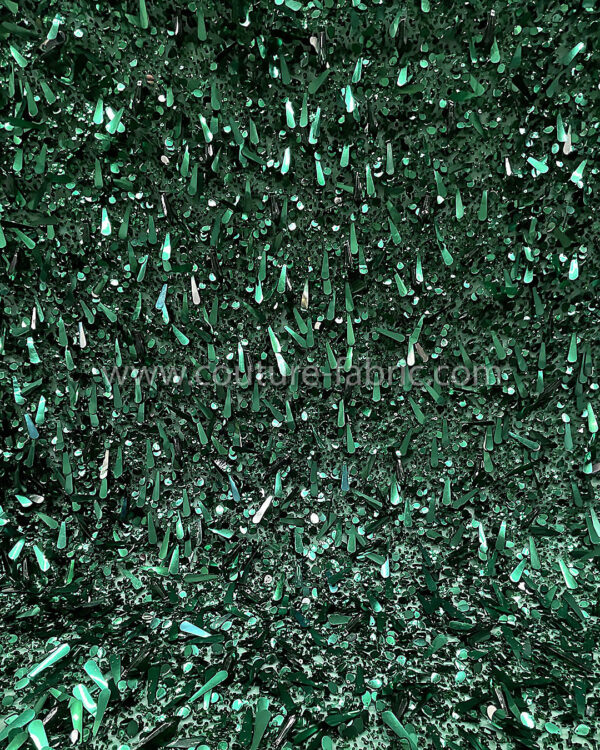 Green sequined and crystals couture lace - Image 8