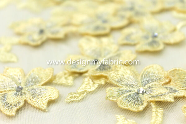 Yellow net floral fabric #20435 - Image 5