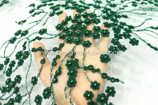 Green net beaded fabric #20478 - Image 3