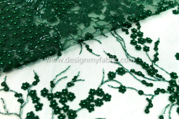 Green net beaded fabric #20478