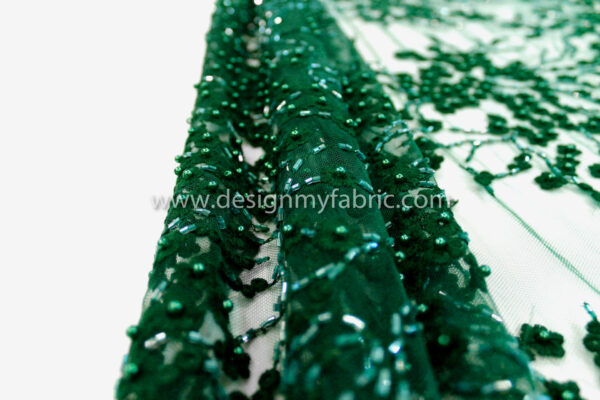 Green net beaded fabric #20478 - Image 5