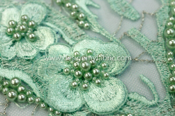 Green net 3d floral fabric #91470 - Image 2