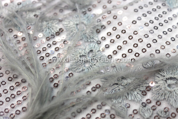 Babyblue net sequins fabric #91437 - Image 2