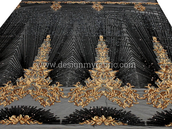 Black and gold baroque net fabric #91963 - Image 6