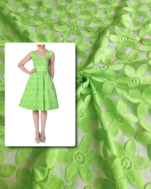 Neon Green floral organza #80585