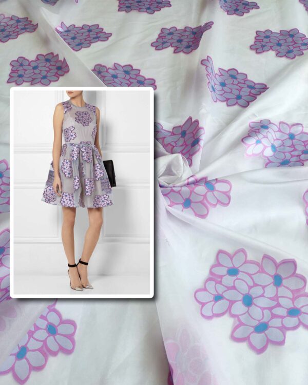 Purple floral organza jacquard #83228