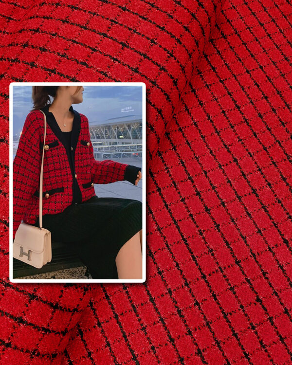 Red and Black tweed fabric #99545