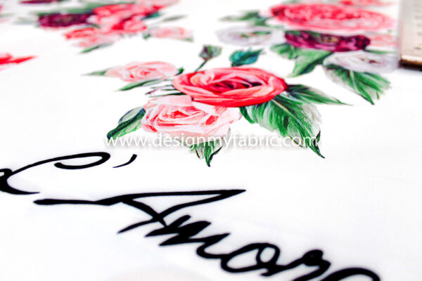 Red roses amore print fabric #91364 - Image 3