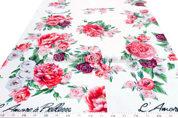 Red roses amore print fabric #91364 - Image 6