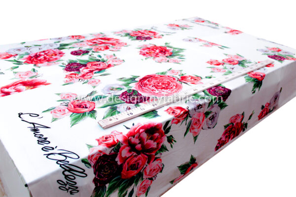 Red roses amore print fabric #91364 - Image 5