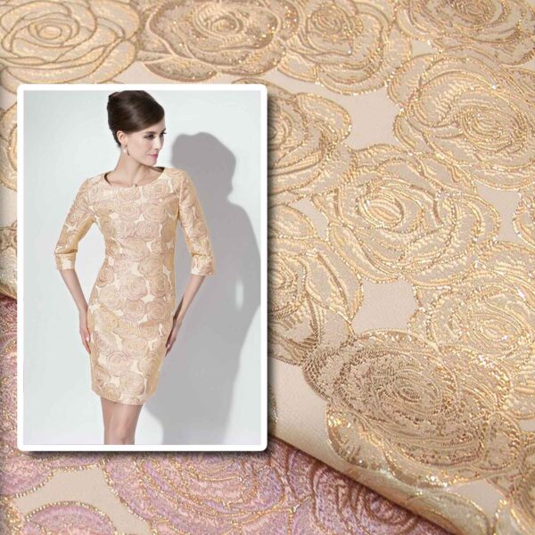 Gold jacquard with flowers #80688