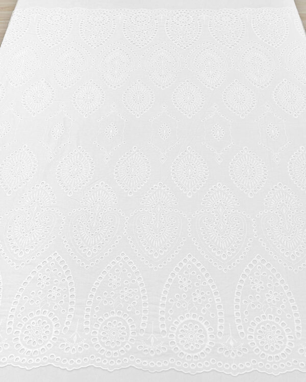 White cotton embroidered eyelet fabric #200510 - Image 6