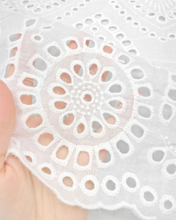 White cotton embroidered eyelet fabric #200510 - Image 3