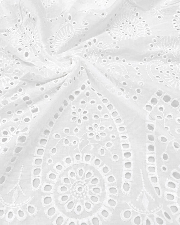 White cotton embroidered eyelet fabric #200510 - Image 4