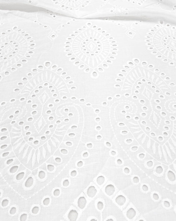 White cotton embroidered eyelet fabric #200510 - Image 2