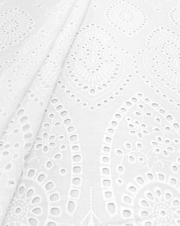 White cotton embroidered eyelet fabric #200510