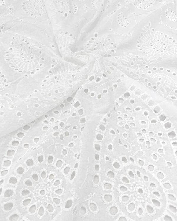 White cotton embroidered eyelet fabric #200510 - Image 5