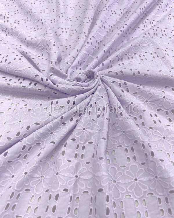 Light purple cotton embroidered eyelet fabric #200500 - Image 4