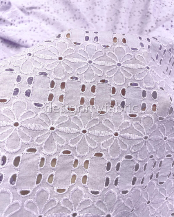 Light purple cotton embroidered eyelet fabric #200500 - Image 2