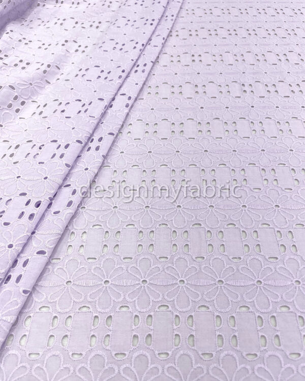 Light purple cotton embroidered eyelet fabric #200500