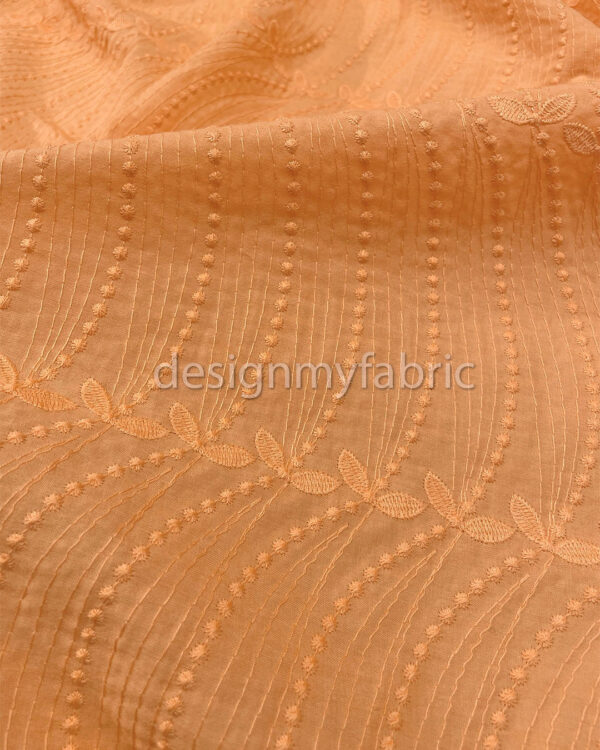 Orange cotton embroidered eyelet fabric #200499 - Image 2