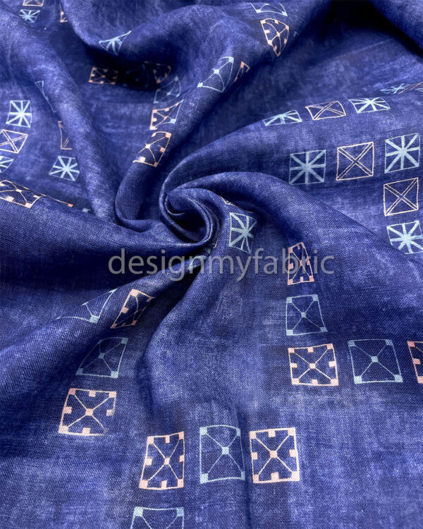 Blue linen fabric #200476 - Image 5