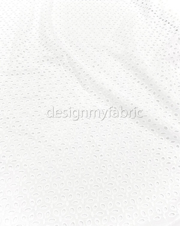 White cotton embroidered eyelet fabric #200507 - Image 2