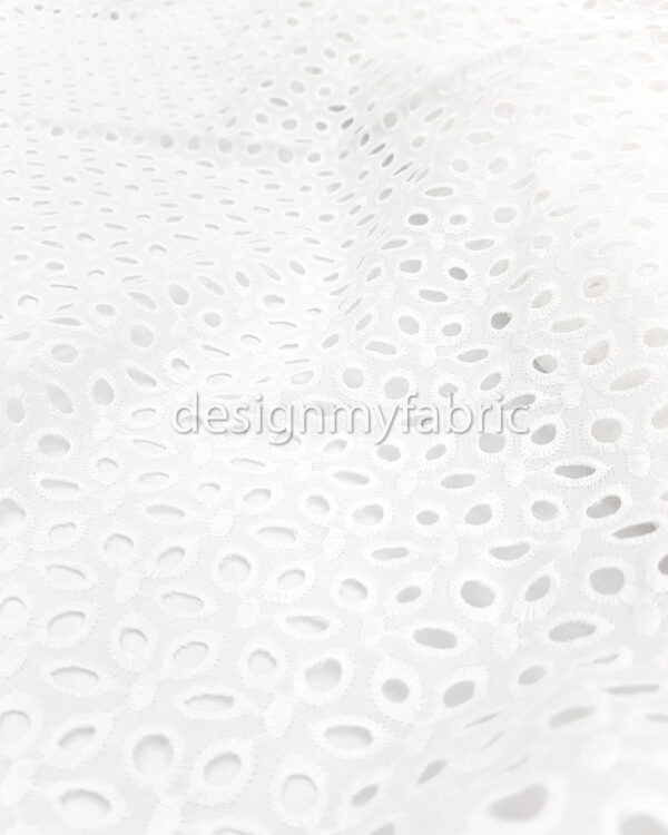 White cotton embroidered eyelet fabric #200507 - Image 4