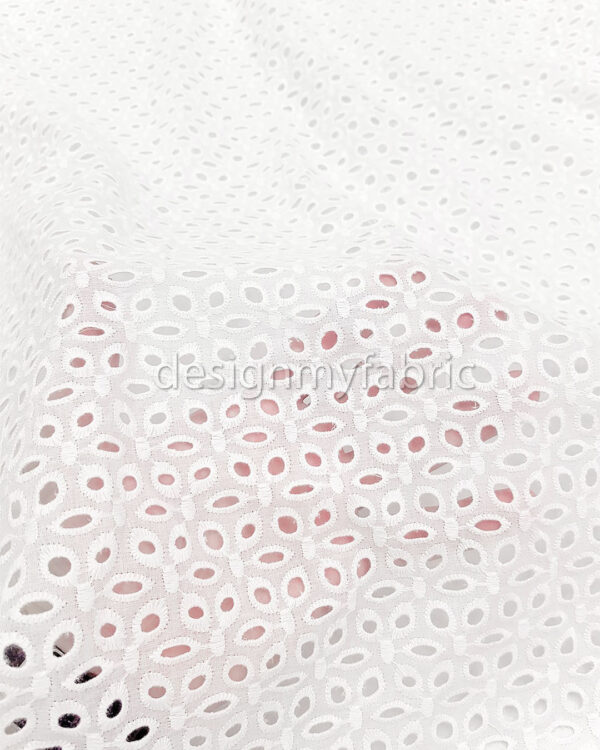 White cotton embroidered eyelet fabric #200507 - Image 3