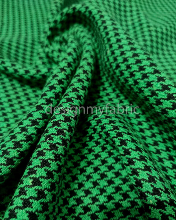 Green and black houndstooth coating fabric #50582 - Image 4