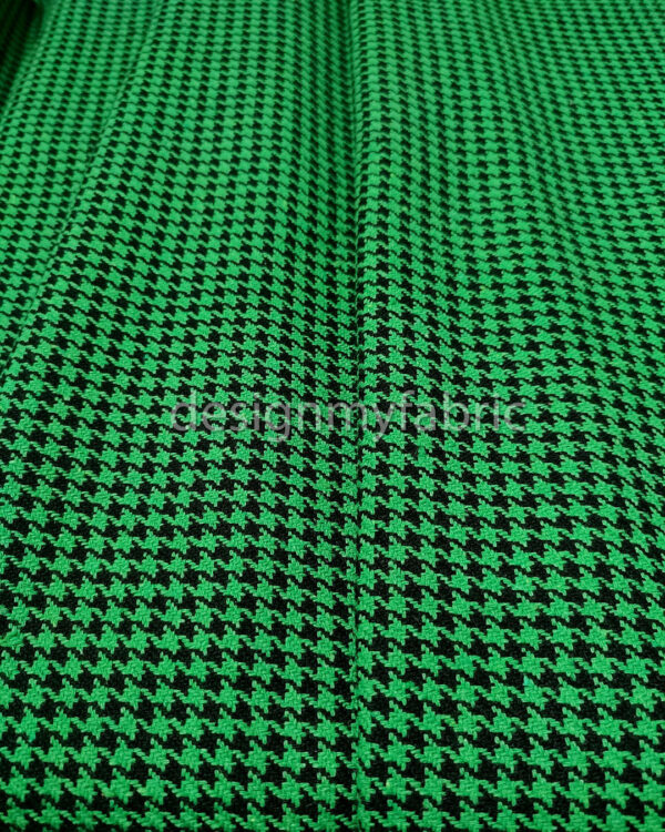 Green and black houndstooth coating fabric #50582 - Image 3